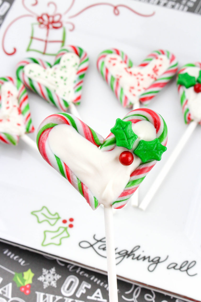 White Chocolate Candy Cane Lollipops