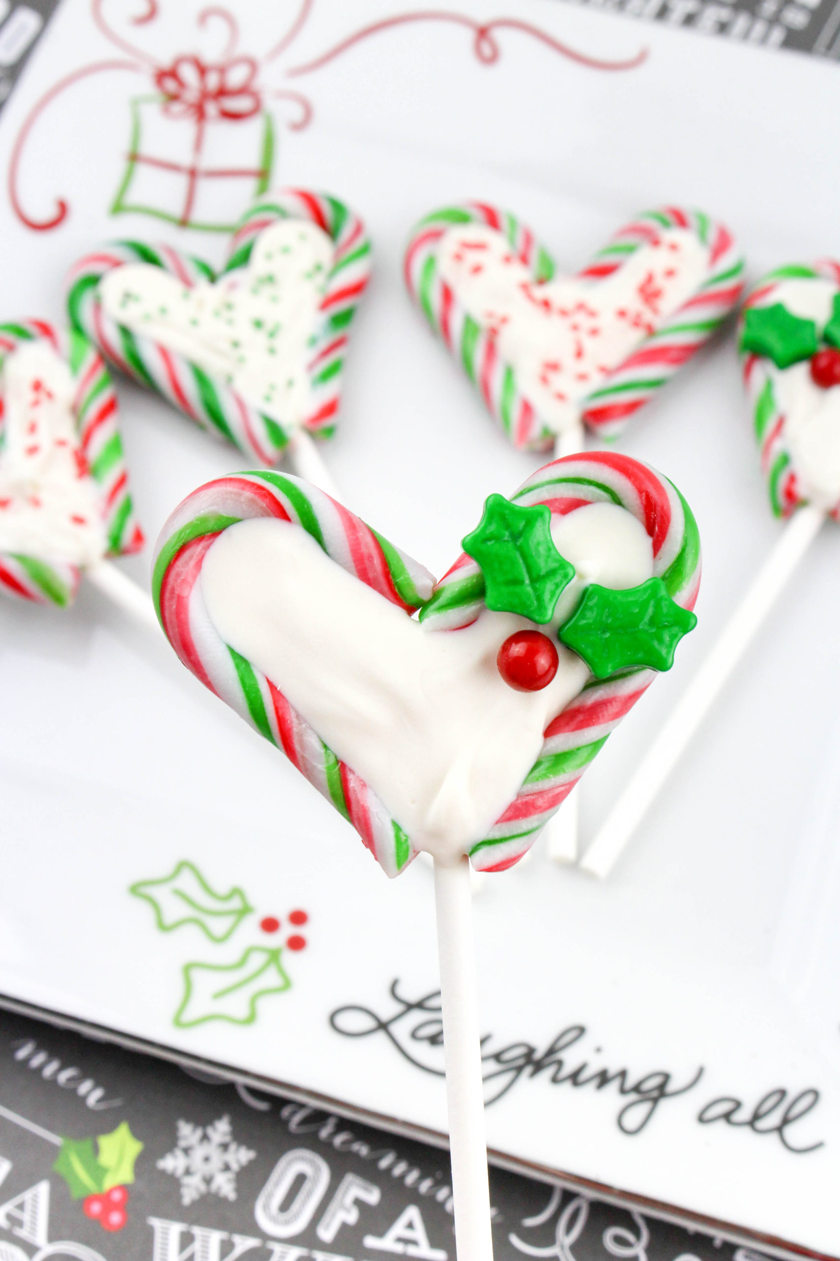 White Chocolate Candy Cane Lollipops
