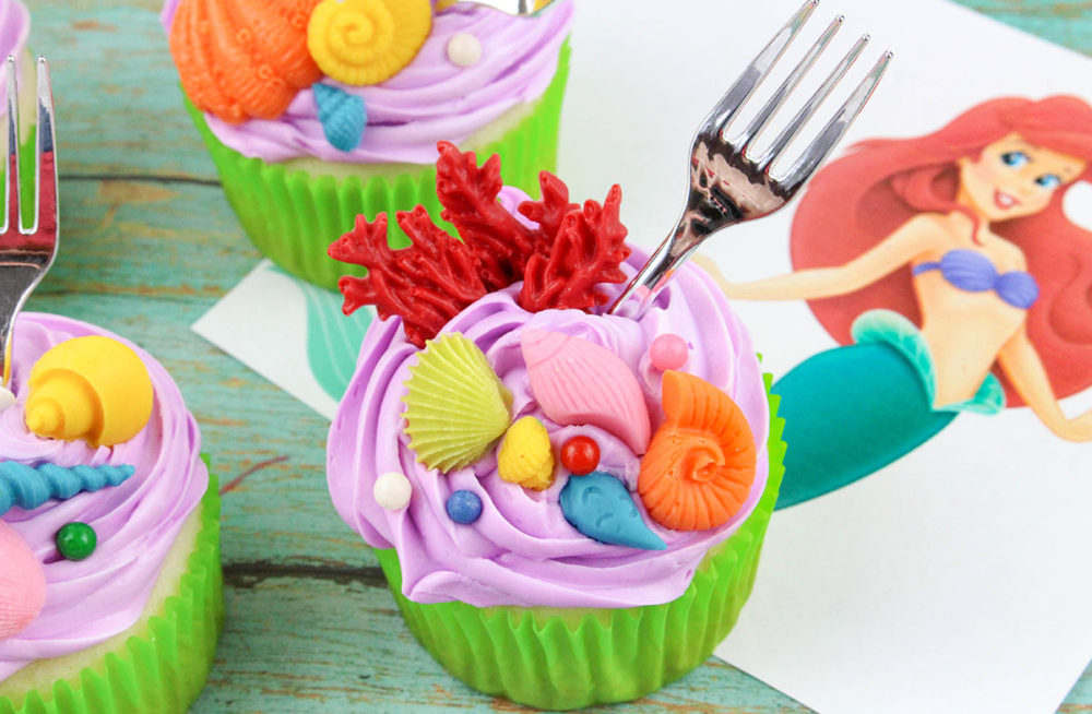 little mermaid dinglehopper cupcakes