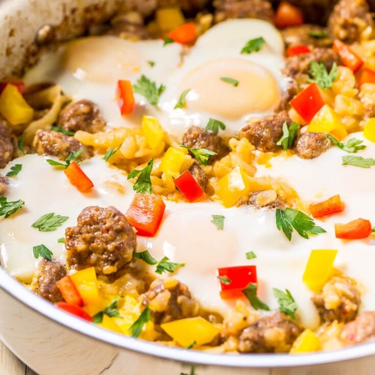 Image for Easy Eggs, Sausage, and Hash Browns Skillet